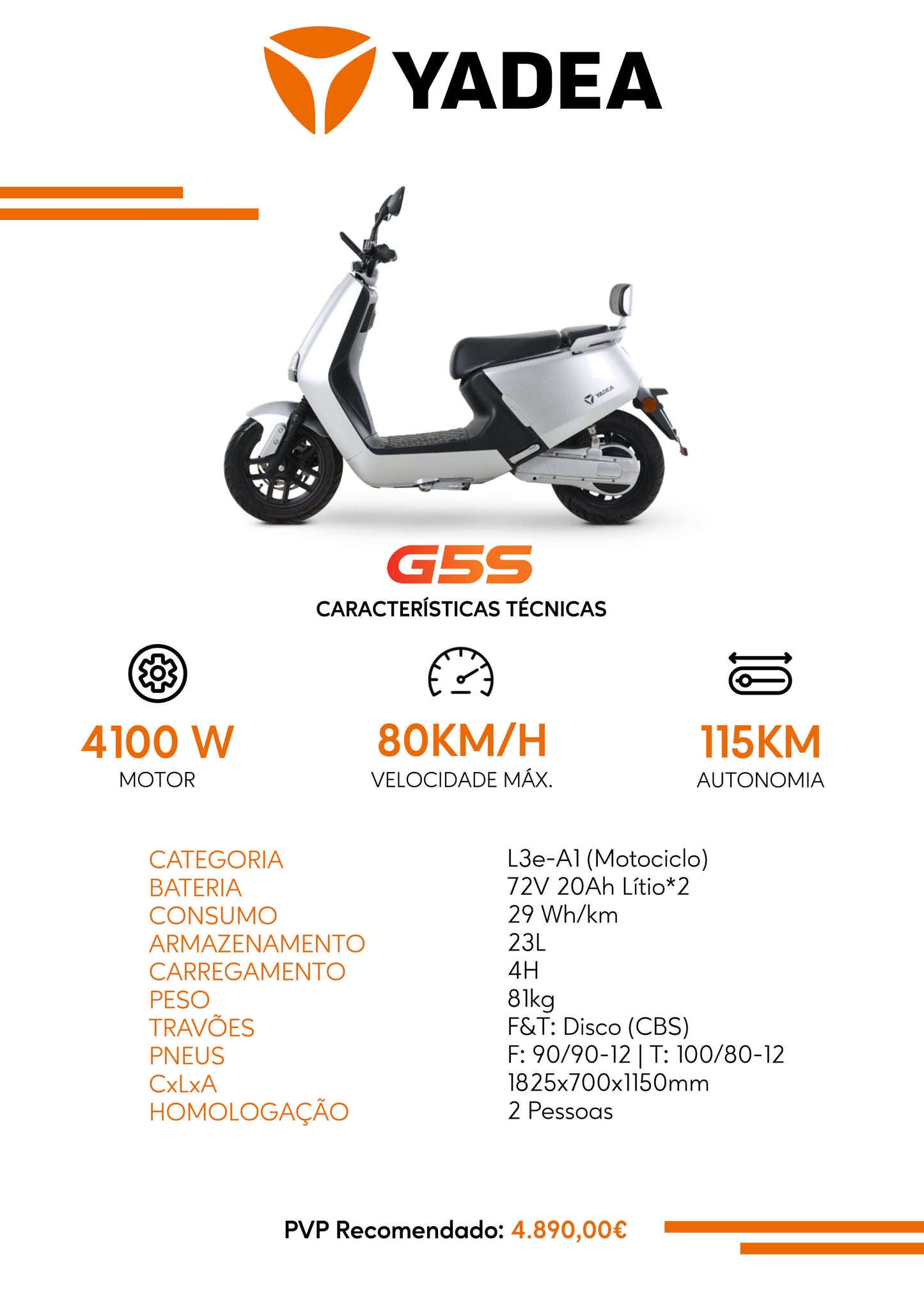 Scooter Elétrica YADEA G5S